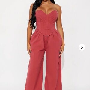 Fashion Nova Rose Strapless Wide-Leg Jumpsuit